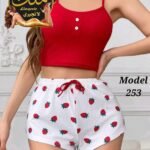 بجامة شورت فراولة حمراء – موديل 253