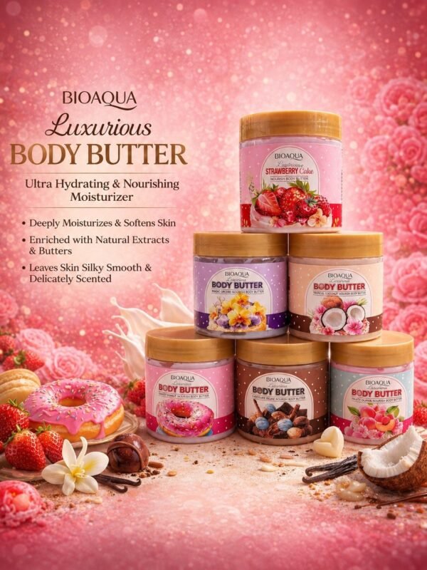 زبدة الجسم Bioaqua Luxurious Body Butter ذات الطابع العطري والغني بالروائح والحلويات.