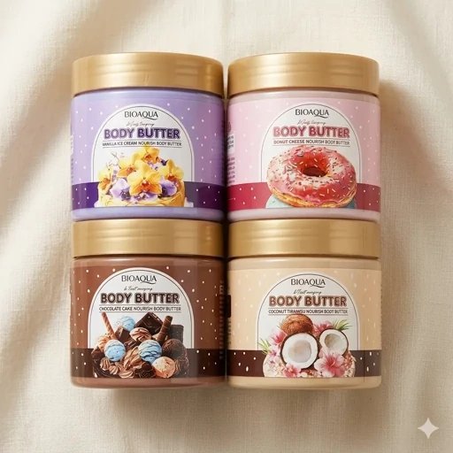 زبدة الجسم Bioaqua Luxurious Body Butter ذات الطابع العطري والغني بالروائح والحلويات.